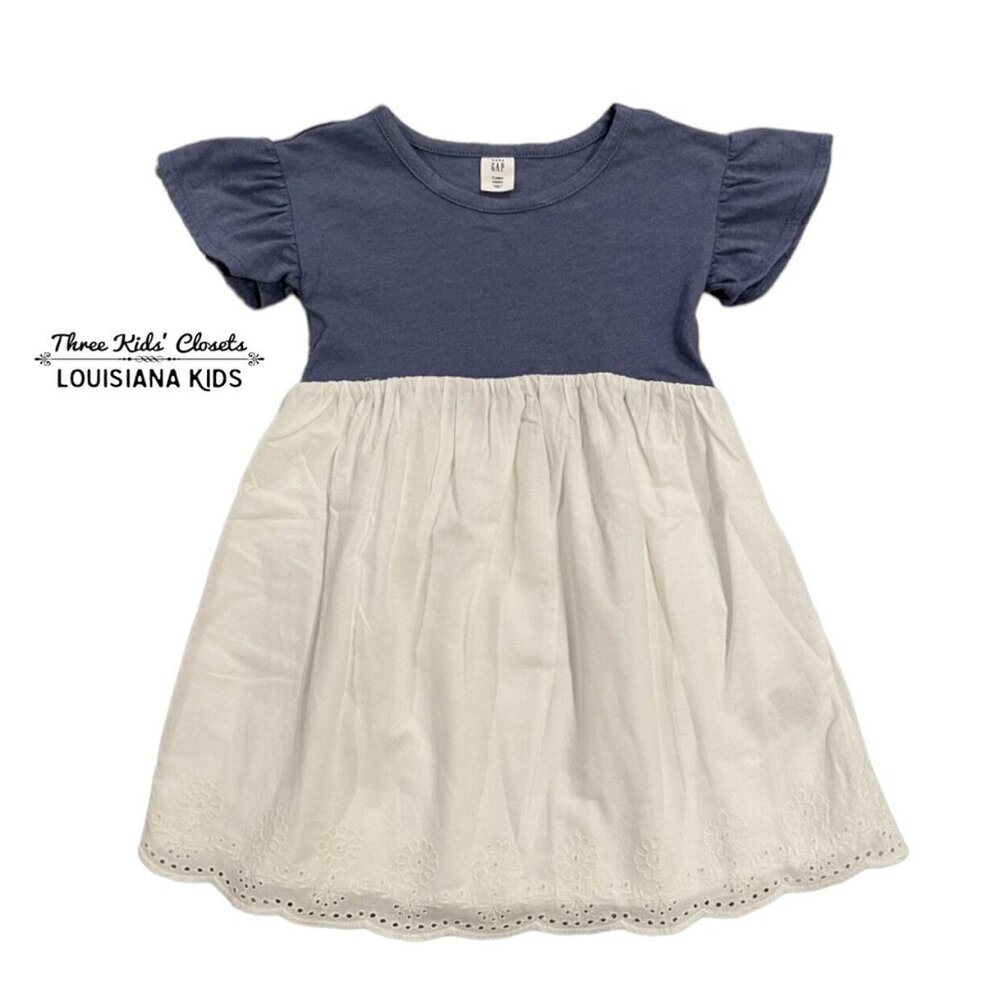 Baby Gap 3Y Blue & White Eyelet Dress